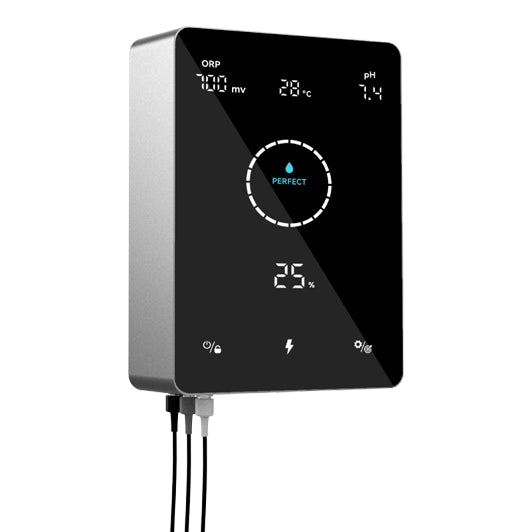 Clorador Salino Inverter Genius Mr. Pure de Aquark BAJA SALINIDAD vista conectores Q-Tech® 2024 2025