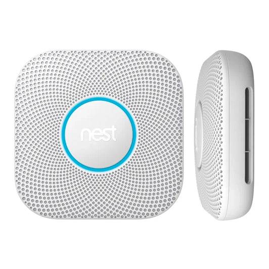 Nest Protect detector de humo y CO (Monóxido de Carbono) - vista frontal lateral - Q-Tech ® 2025