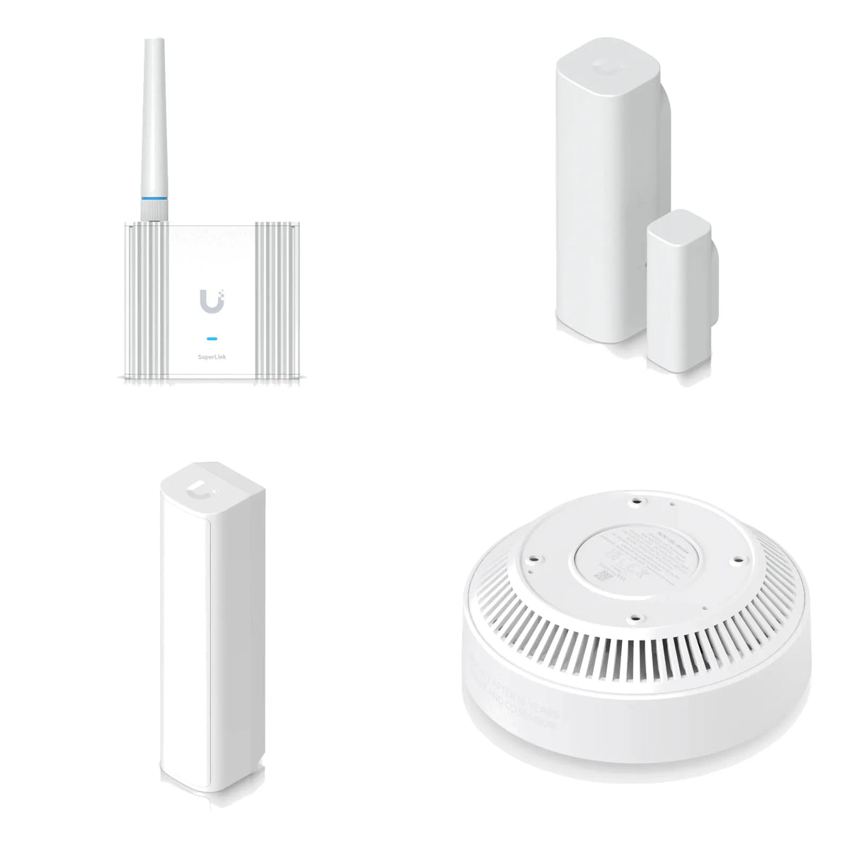 Sensores UniFi SuperLink de Ubiquiti: pasarela, sensor de apertura, sensor de movimiento y alarma de humo y CO