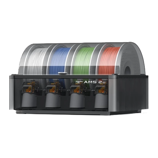 Bambu Lab AMS 2 Pro - Sistema automático de materiales vista lateral derecha - Q-Tech® 2026