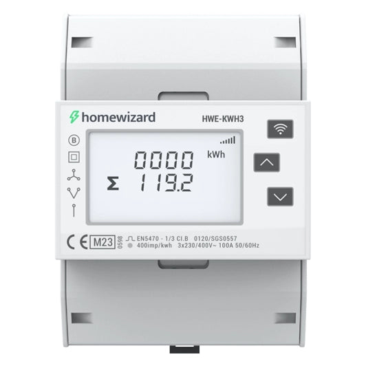 Medidor de kWh trifasico de Homewizard vista frontal - Q-Tech 2025