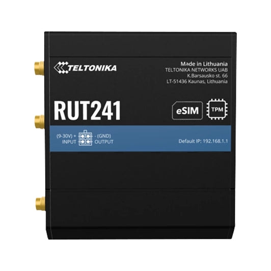 Teltonika RUT241 eSIM™ - Router LTE CAT4 industrial Vista superior - Q-Tech® 2024 2025