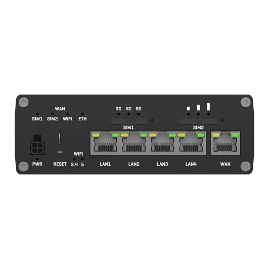 Teltonika RUTM50 - Router celular industrial  industrial 5G Vista frontal - Q-Tech® 2024 2025