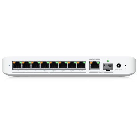 Ubiquiti UniFi Switch Flex 2.5G PoE (USW-Flex-2.5G-8-PoE) vista puertos - Q-Tech®