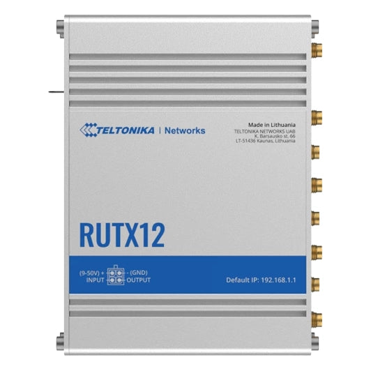 Teltonika RUTX12 - Router doble modem LTE CAT6 + WiFi dual band vista superior - Q-Tech® 2025