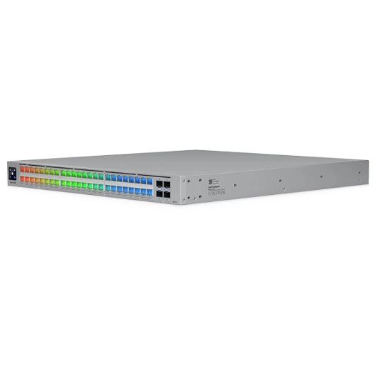 Ubiquiti Unifi Enterprise Campus 48 PoE vista frontal luces - Q-Tech® 2026