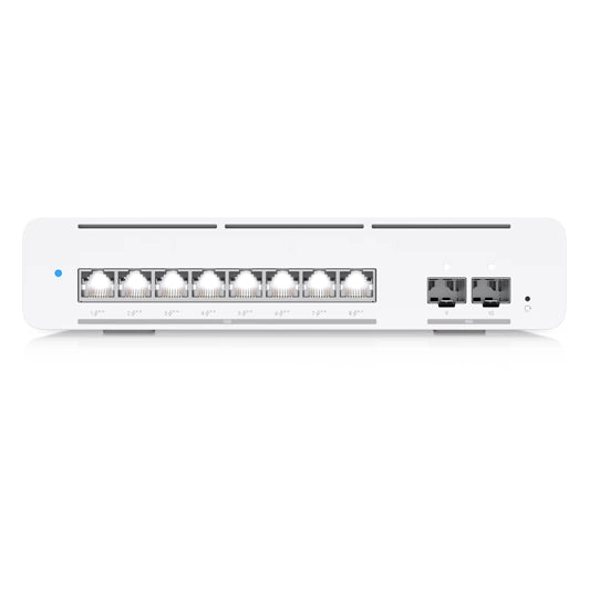 witch UniFi Pro XG 8 PoE: Velocidad 10G y Uplink 25G side view - Q-Tech® 2026