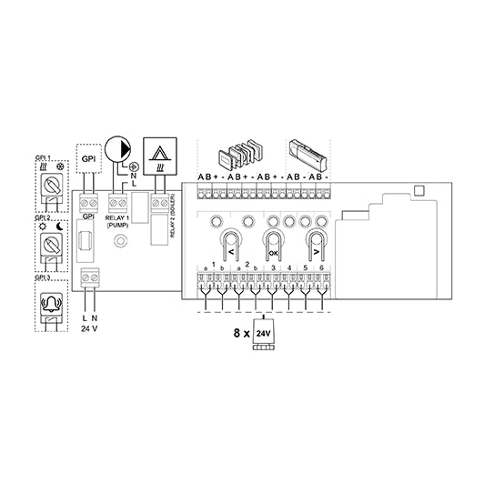 Uponor Smatrix Base Pulse X-245 Bus 6X color blanco conexiones electricas - Q-Tech 2024 2025