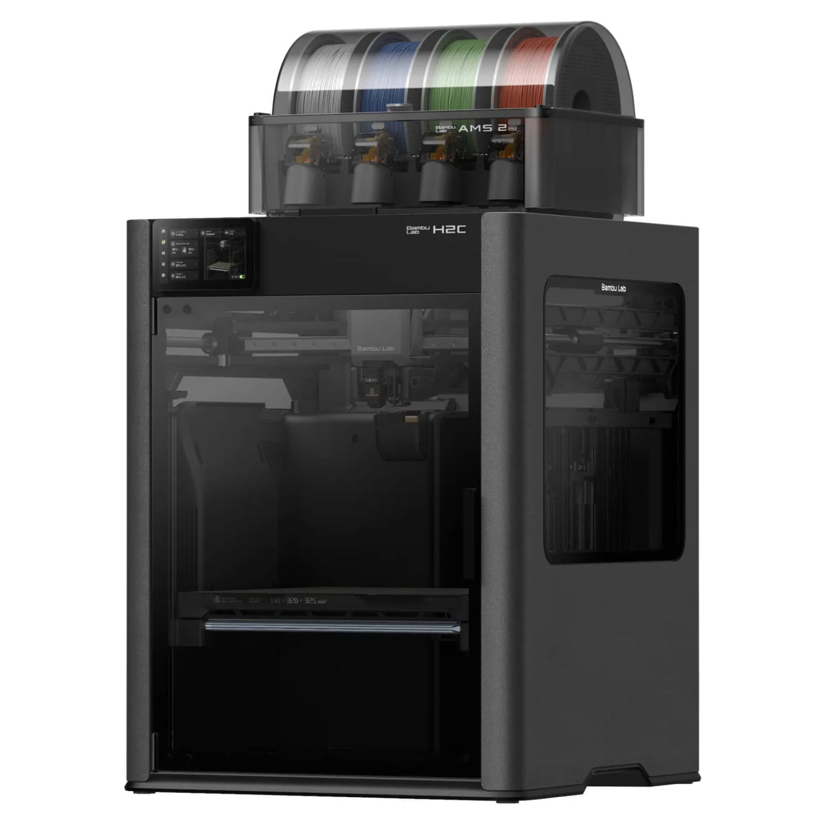 Bambu Lab H2C 3D printer with Vortek system and AMS, three-quarter view