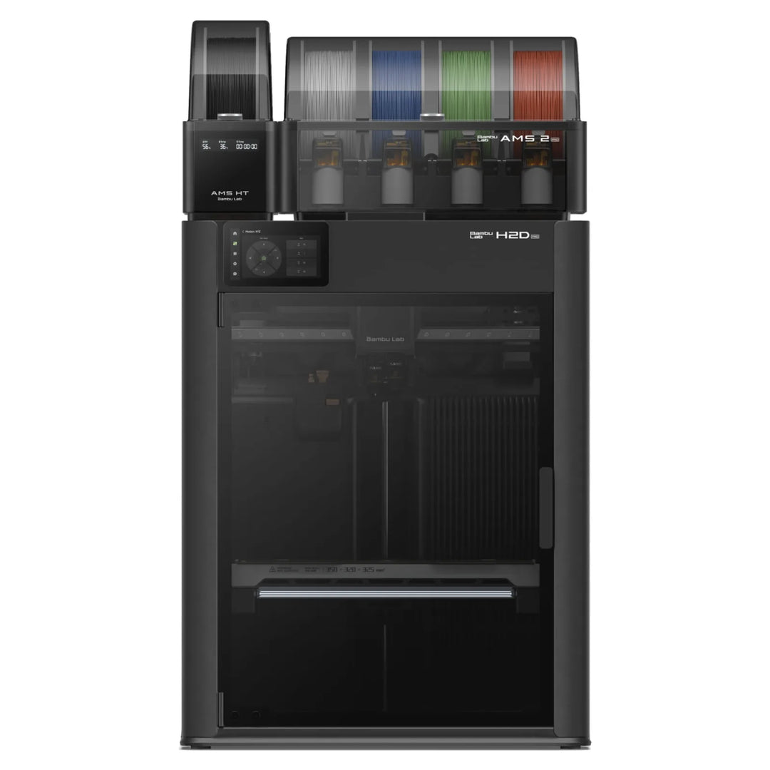 Bambu Lab H2D Pro con AMS 2 Pro y AMS HT, vista frontal