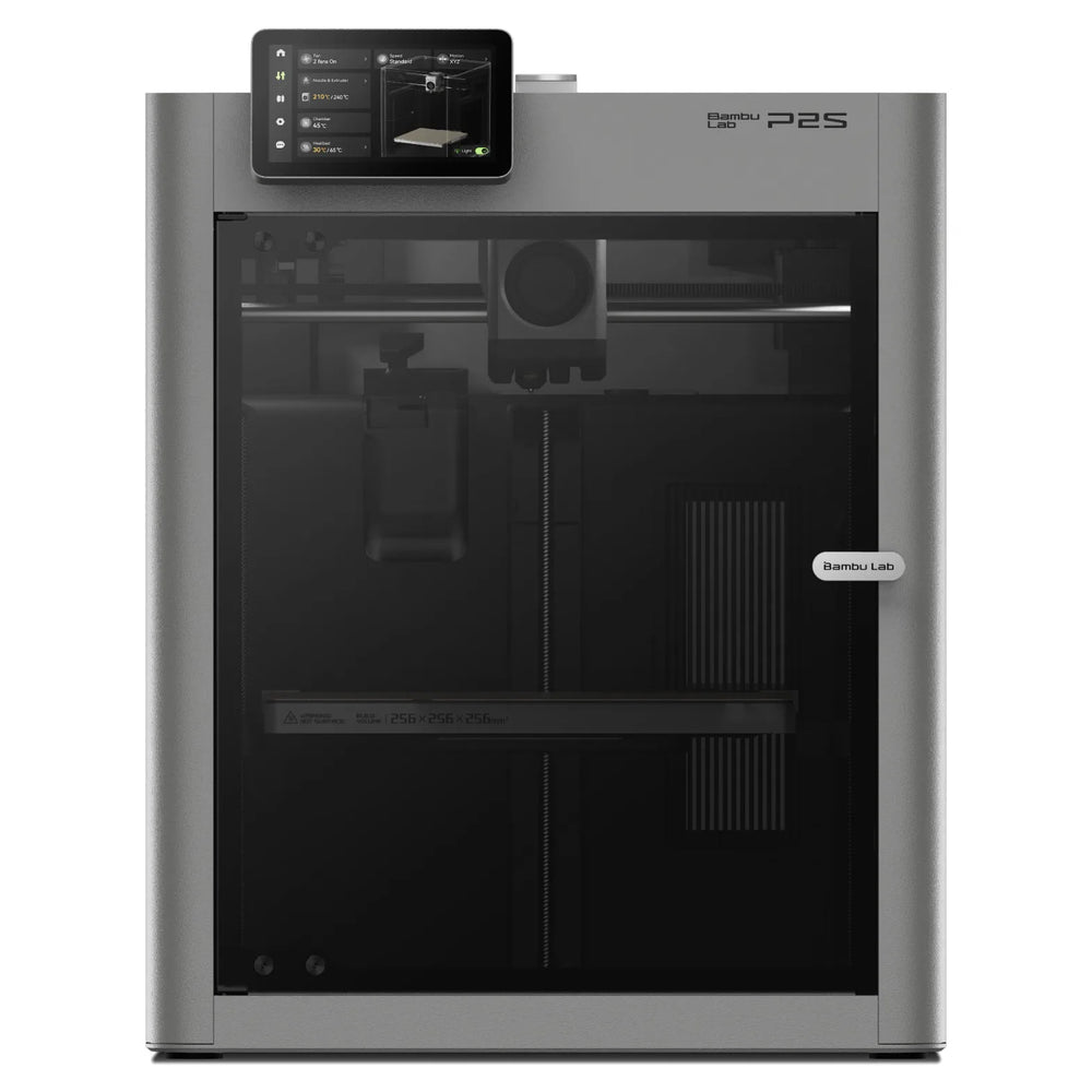 Bambu Lab P2S, front view with touchscreen