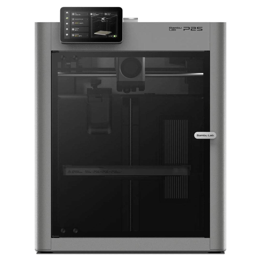 Bambu Lab P2S, front view with touchscreen