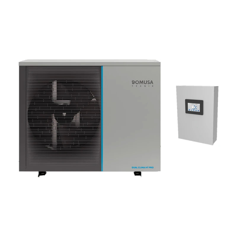 Domusa Dual Clima HT EC Pro: outdoor unit and Easy Connect indoor module (sold separately), to scale