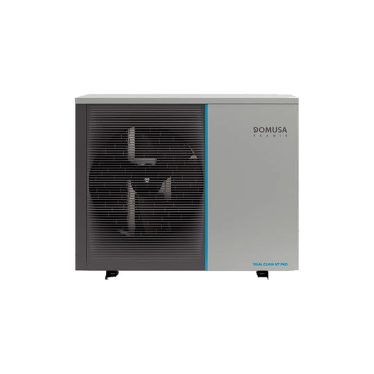 Unidad exterior Domusa Dual Clima HT Pro y HT EC Pro sobre fondo blanco