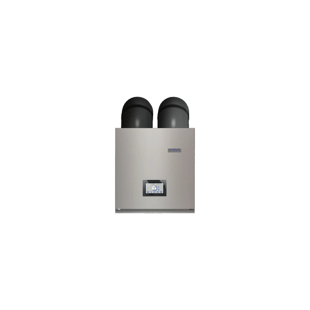 Domusa NanoClima 4 wall-mounted indoor heat pump, front view with its two air ducts