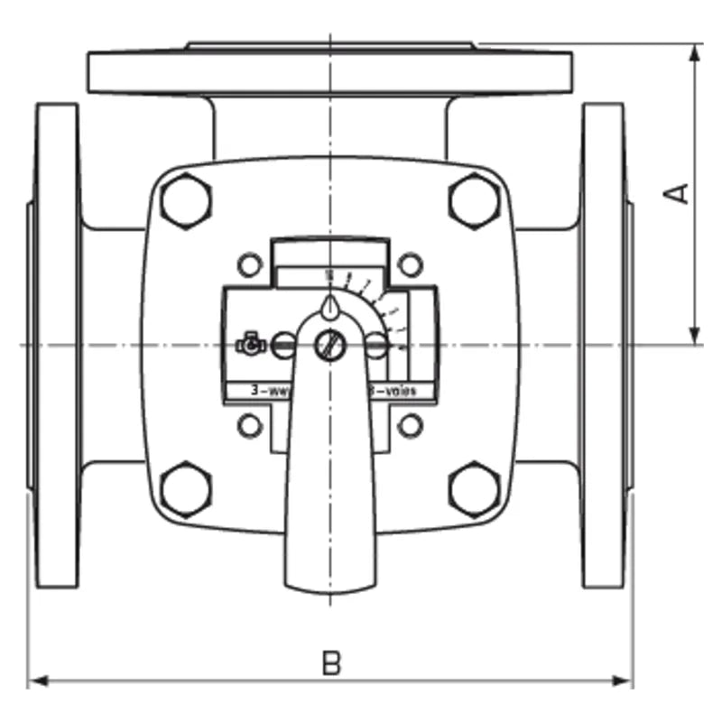 ESBE 3F flanged valve front dimension drawing