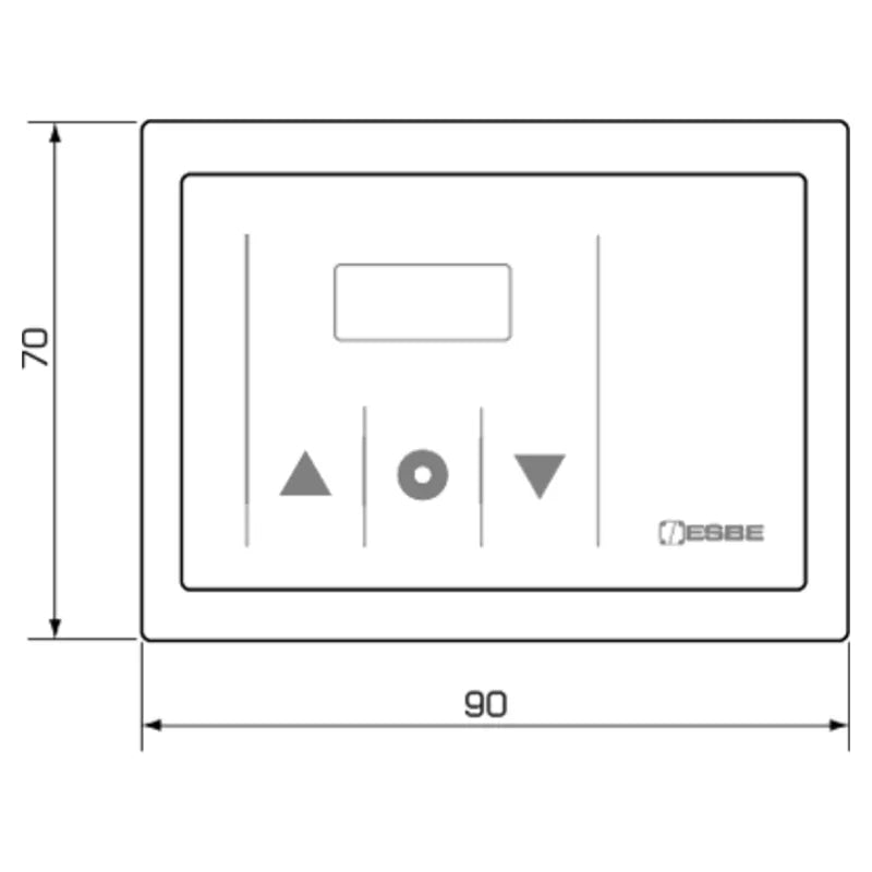 Plano de cotas de la caja de control de pared del regulador ESBE CRA120