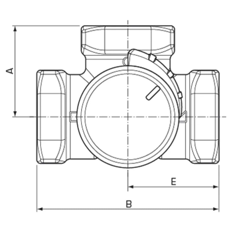 ESBE VRG130 valve front dimension drawing