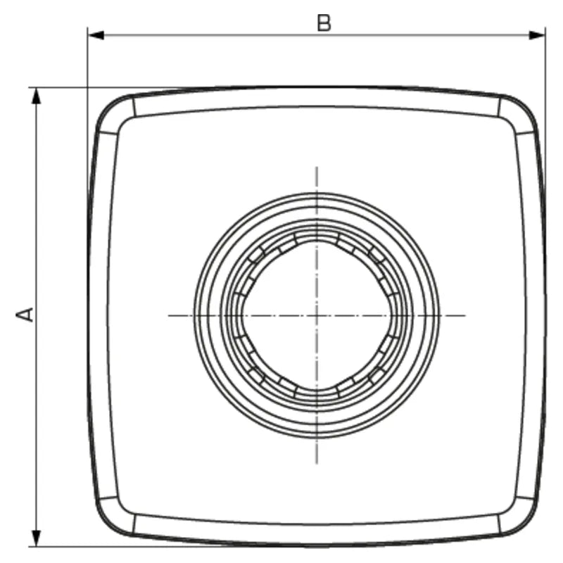 ESBE VRI100 insulation shell front dimension drawing