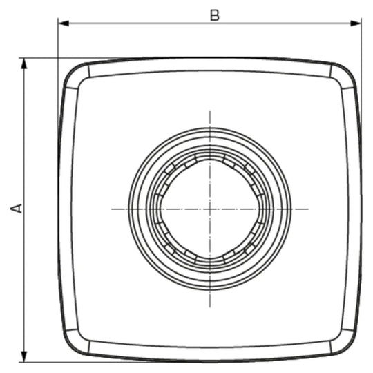 ESBE VRI100 insulation shell front dimension drawing