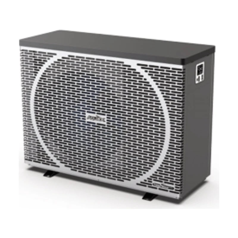 Fairland AquaX Turbo Silence R32 pool heat pump, angled view with silver grille