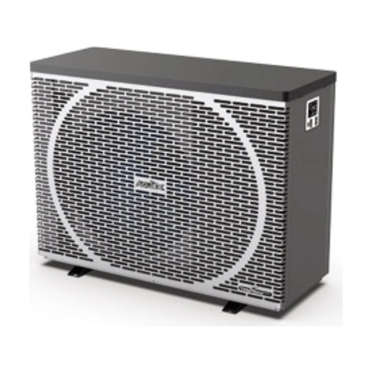 Fairland AquaX Turbo Silence R32 pool heat pump, angled view with silver grille