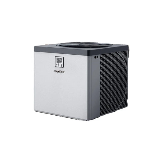 Fairland AquaX Vertical 11–13.2 kW heat pump, angled view