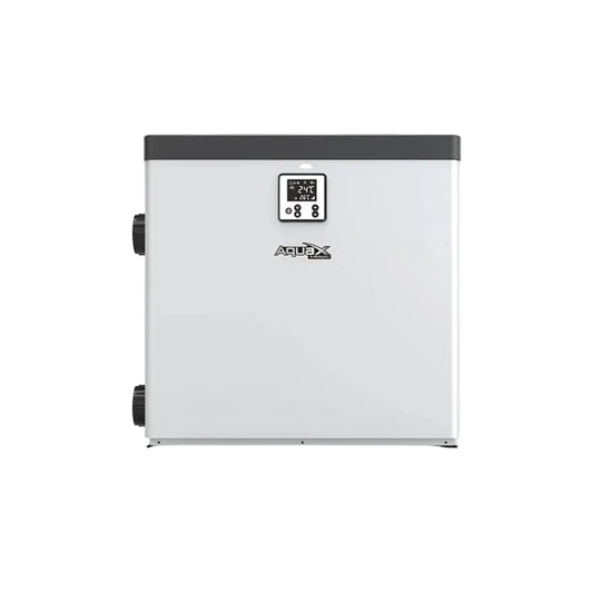 Fairland AquaX Vertical 14 to 21 kW heat pump, white casing with display
