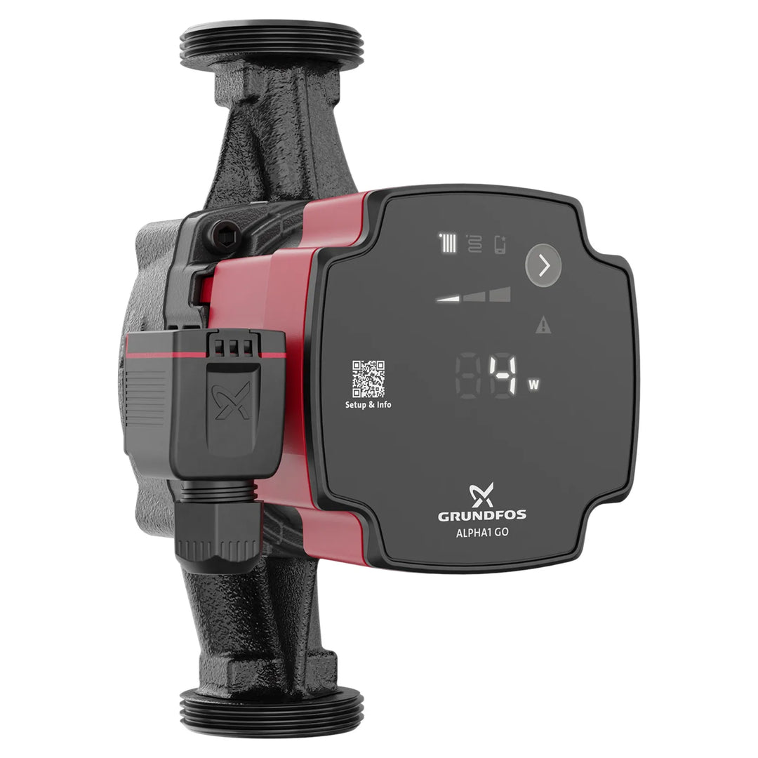 Grundfos ALPHA1 GO circulator pump with G 1½ thread and 180 mm body, front view