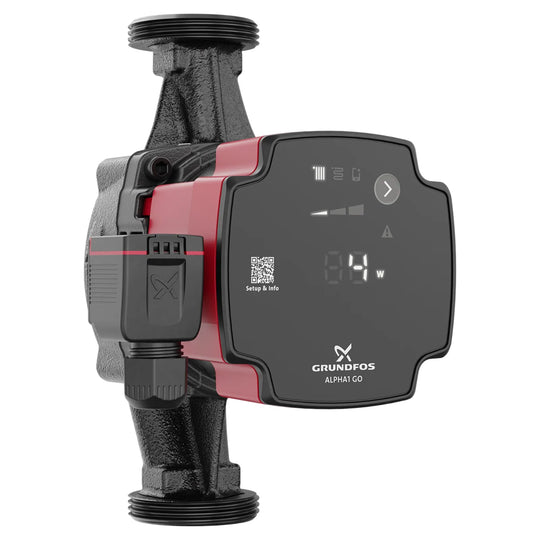Grundfos ALPHA1 GO circulator pump with G 1½ thread and 180 mm body, front view