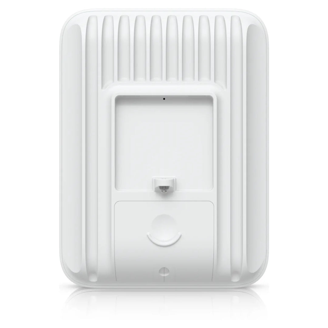 Back of the UniFi 5G Max Outdoor with the cooling fins and the bracket