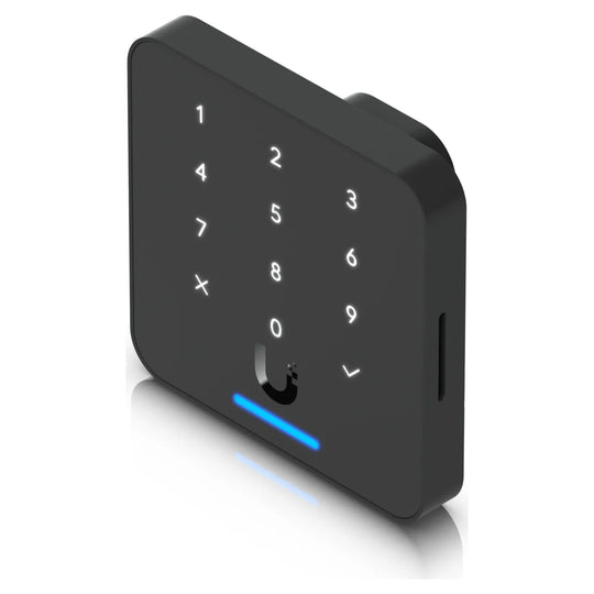 UniFi Access G3 Reader Flex de Ubiquiti en negro, vista en perspectiva
