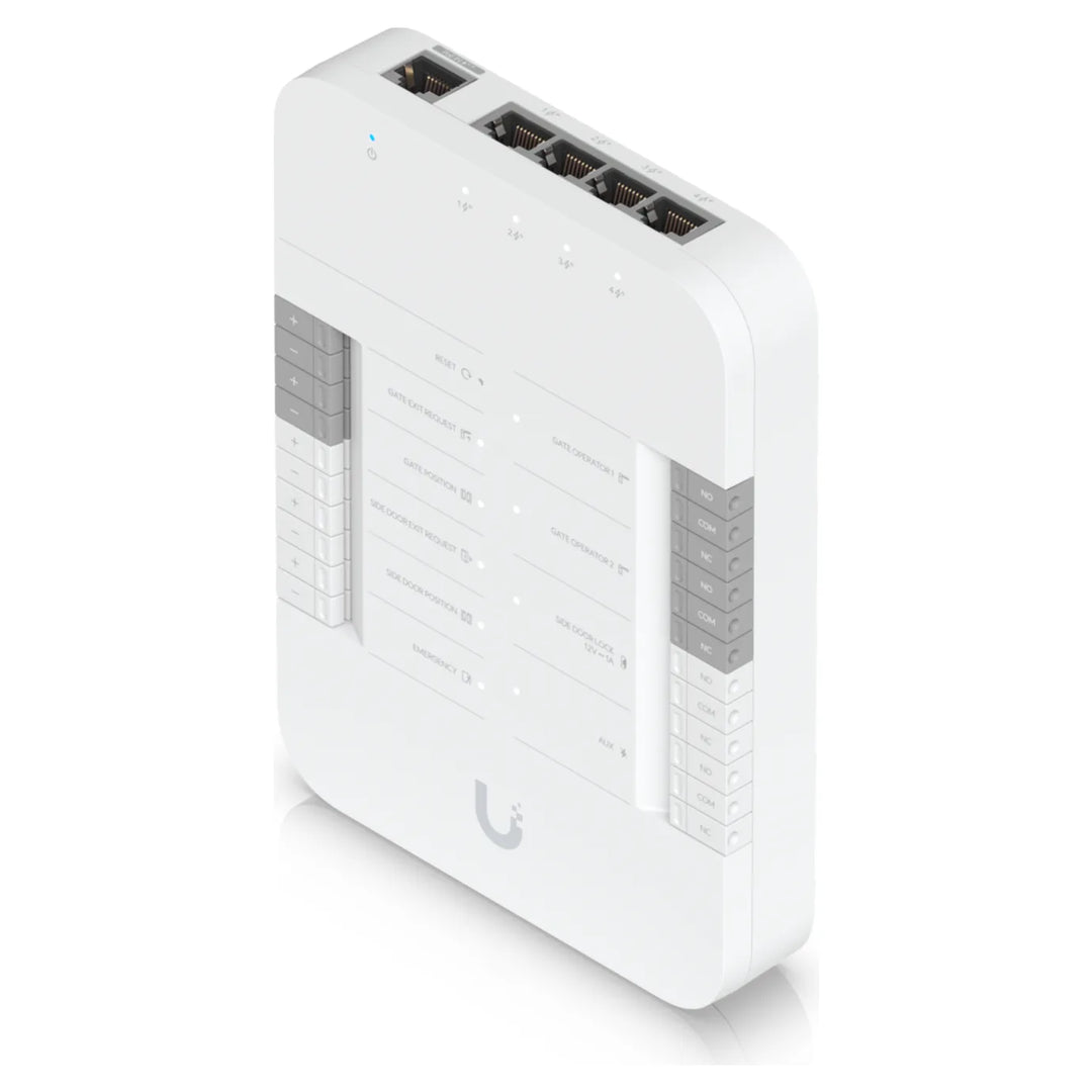 UniFi Access Gate Hub de Ubiquiti, vista en perspectiva