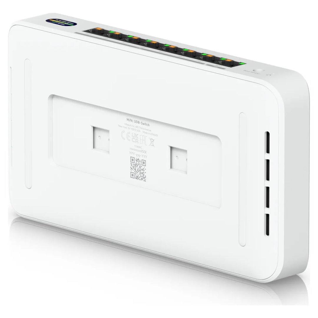 UniFi Device Bridge Switch: rear view with slots for the wall mount
