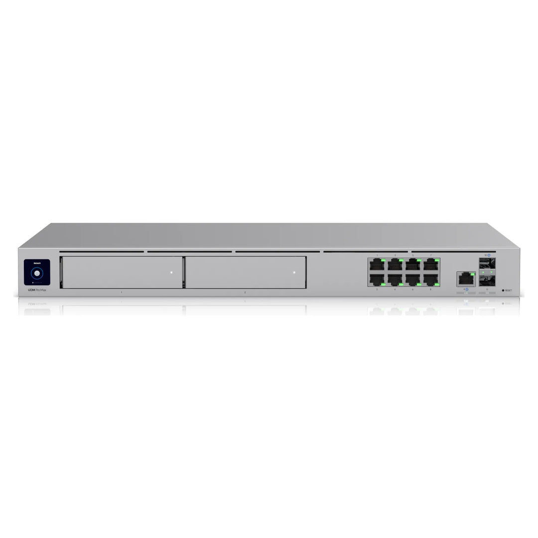 UniFi Dream Machine Pro Max en perspectiva, gateway de rack de 1U
