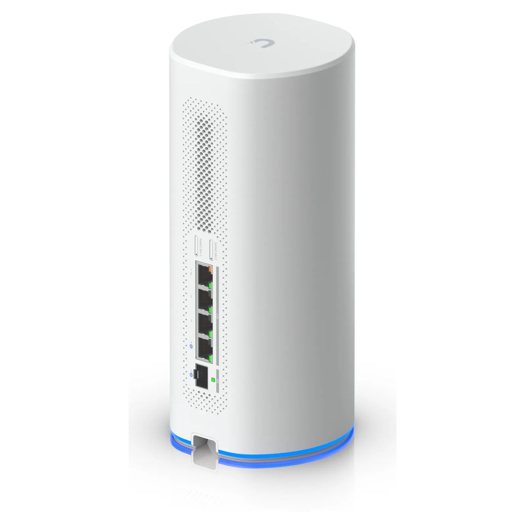 UniFi Dream Router 5G Max visto desde atrás en perspectiva