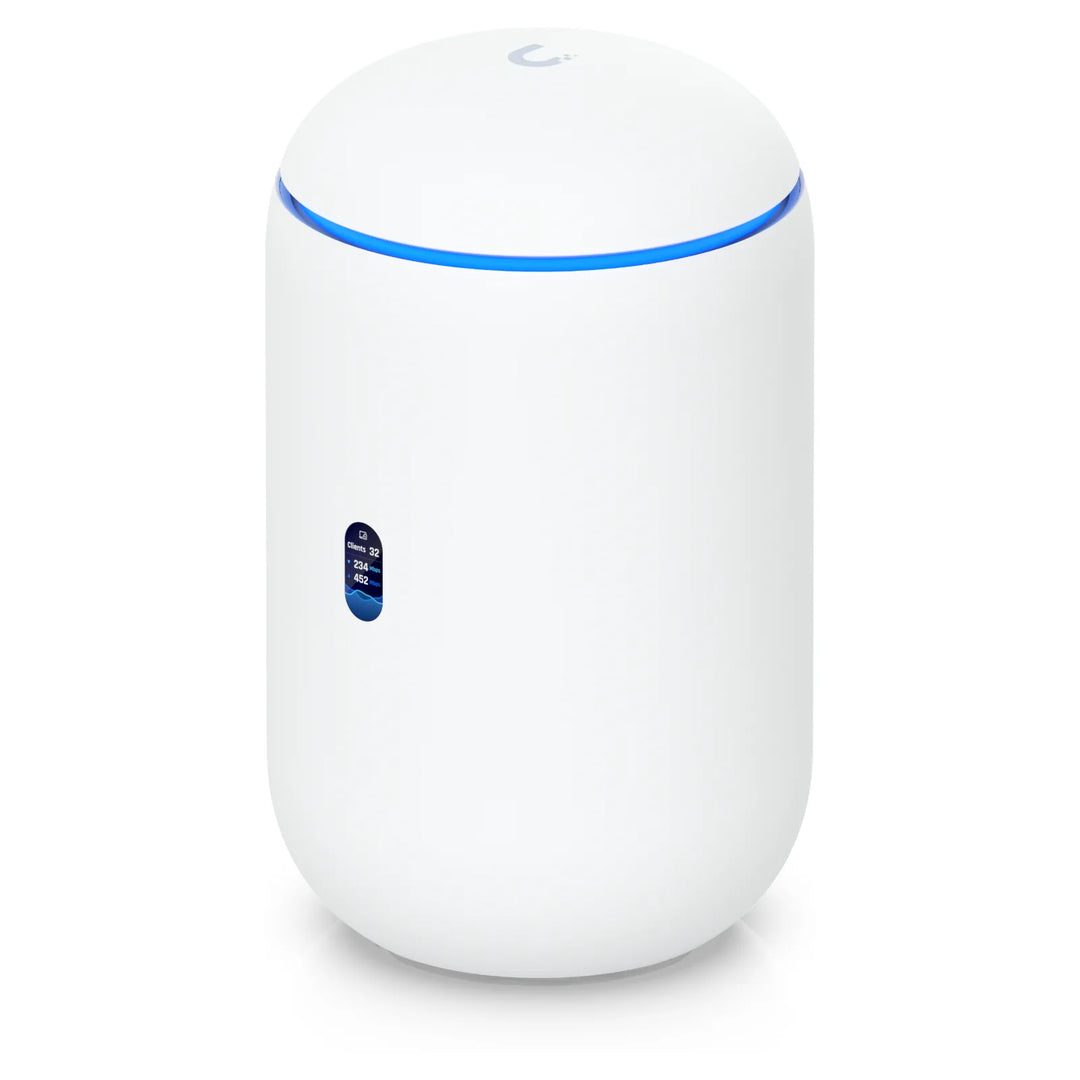 UniFi Dream Router 7 en perspectiva, router de sobremesa con WiFi 7