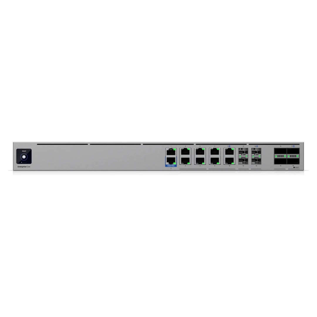 Frontal del EF-Core con puertos RJ45 de 10 GbE, SFP28 y QSFP28