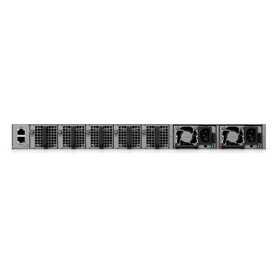 Trasera del UniFi Enterprise Firewall Core con dos fuentes y ventiladores