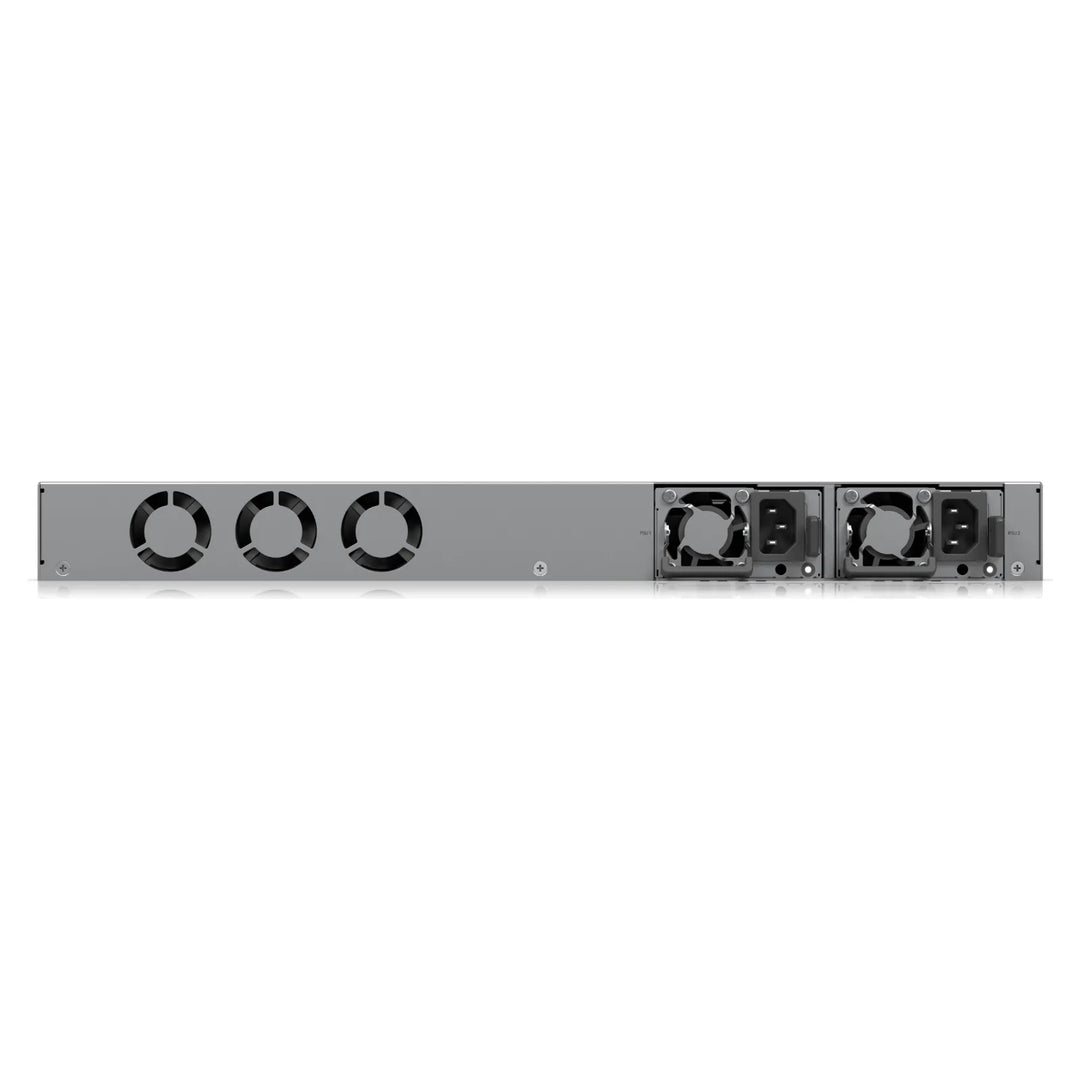 Trasera del UniFi Enterprise Firewall con dos fuentes intercambiables