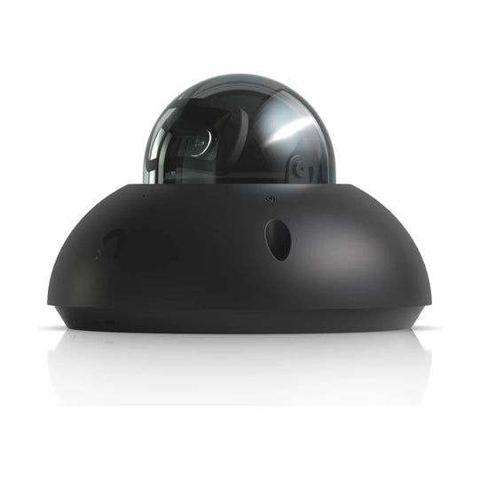 Cámara domo Ubiquiti UniFi G6 Dome negra, vista en perspectiva de la cúpula