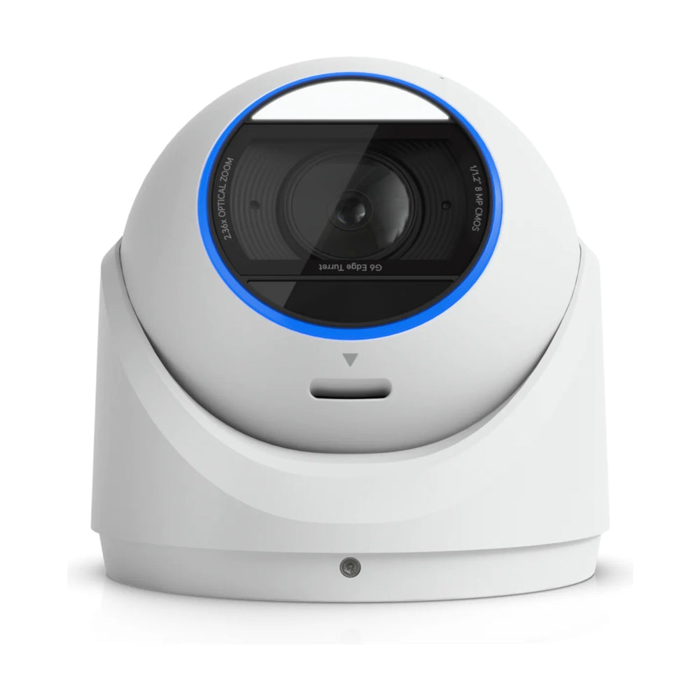 G6 Edge Turret, vista frontal del objetivo con zoom óptico y el anillo de infrarrojos