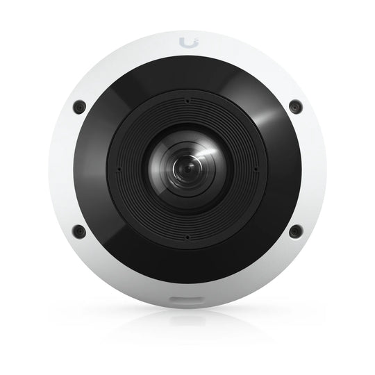 G6 Pro 360 blanca, vista frontal del objetivo ojo de pez