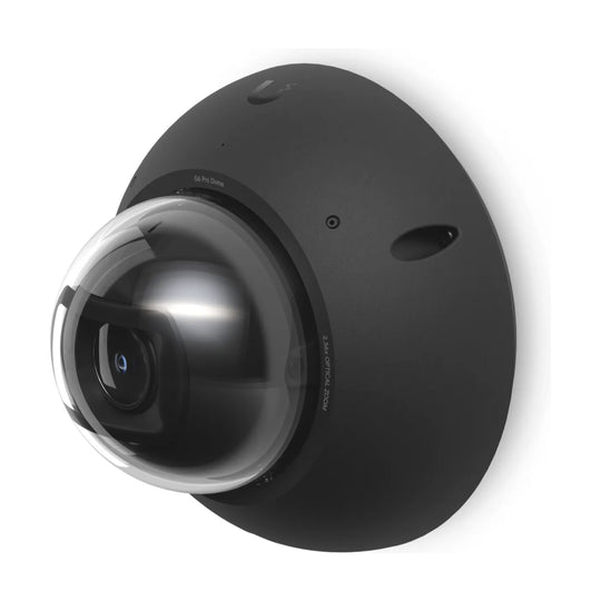 Black Ubiquiti UniFi G6 Pro Dome, side view of the dome and lens