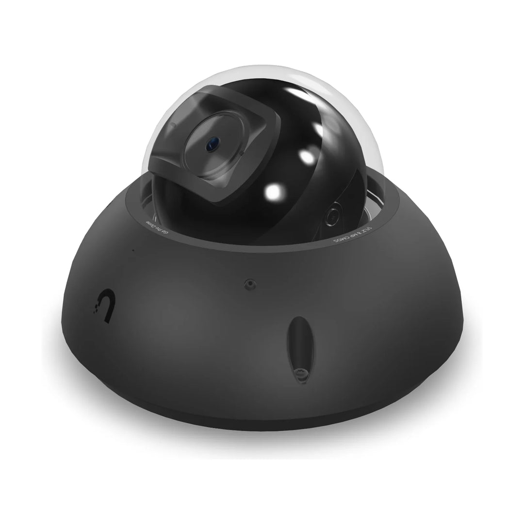 Black Ubiquiti UniFi G6 Pro Dome camera, perspective view of the dome and housing