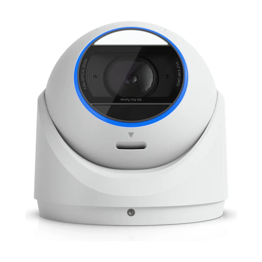 G6 Pro Turret blanca, vista frontal del objetivo con anillo de infrarrojos