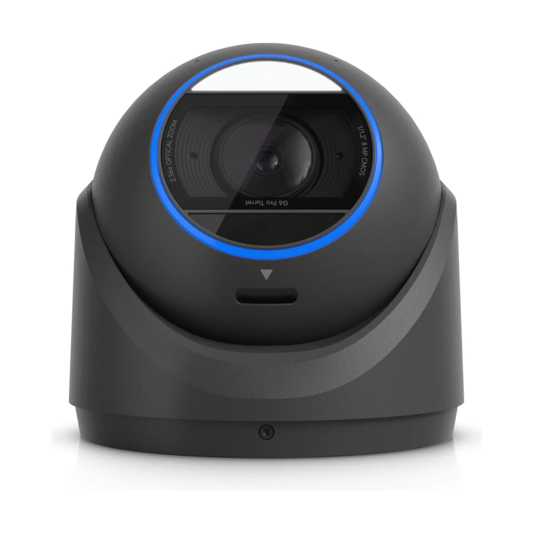 G6 Pro Turret negra, vista frontal del objetivo con anillo de infrarrojos