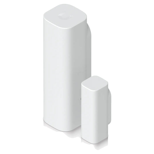 Sensor de apertura Ubiquiti UniFi SuperLink Entry con su imán, vista en perspectiva
