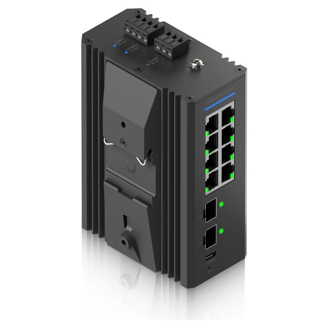 Switch Industrial DIN 8 desde arriba, con bornero de alimentación