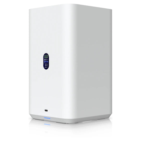 NAS compacto UniFi UNAS 2 blanco, vista en perspectiva